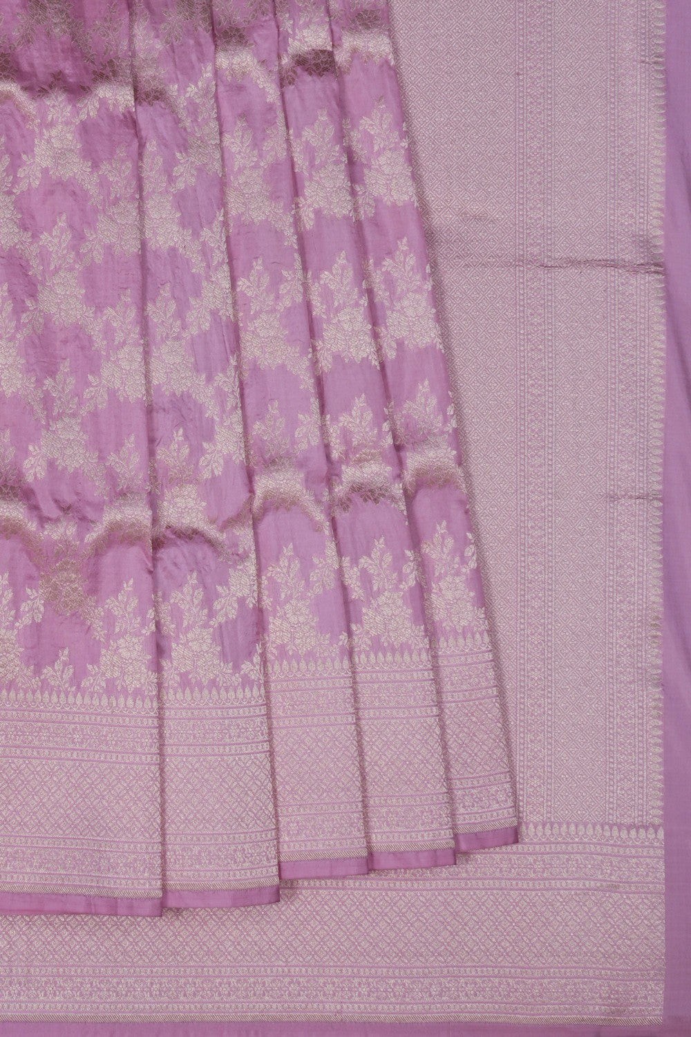 Image of Banarasi Brocade Silk Lavender Pink Saree