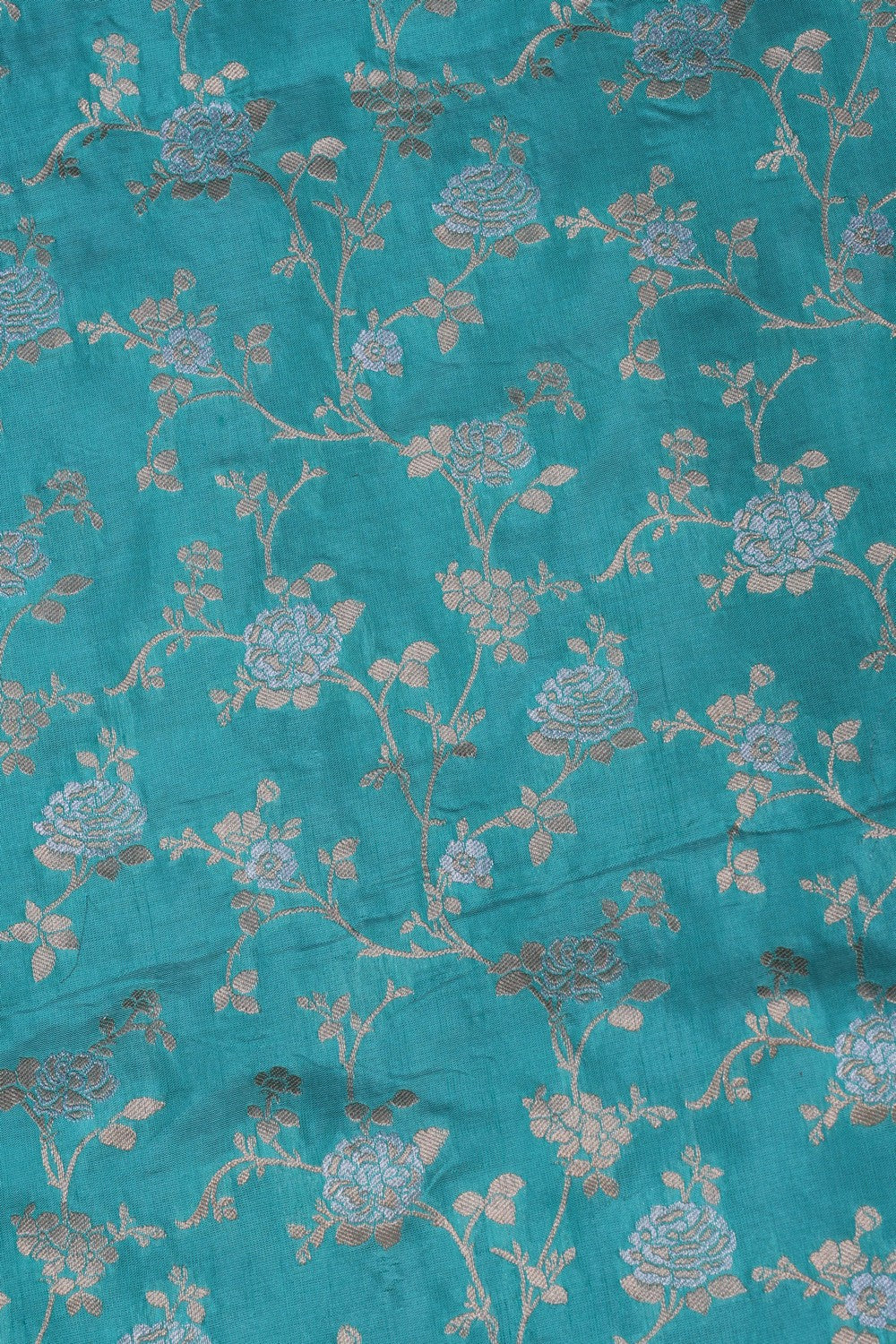 Image of Banarasi Brocade Silk Turquoise Blue Saree