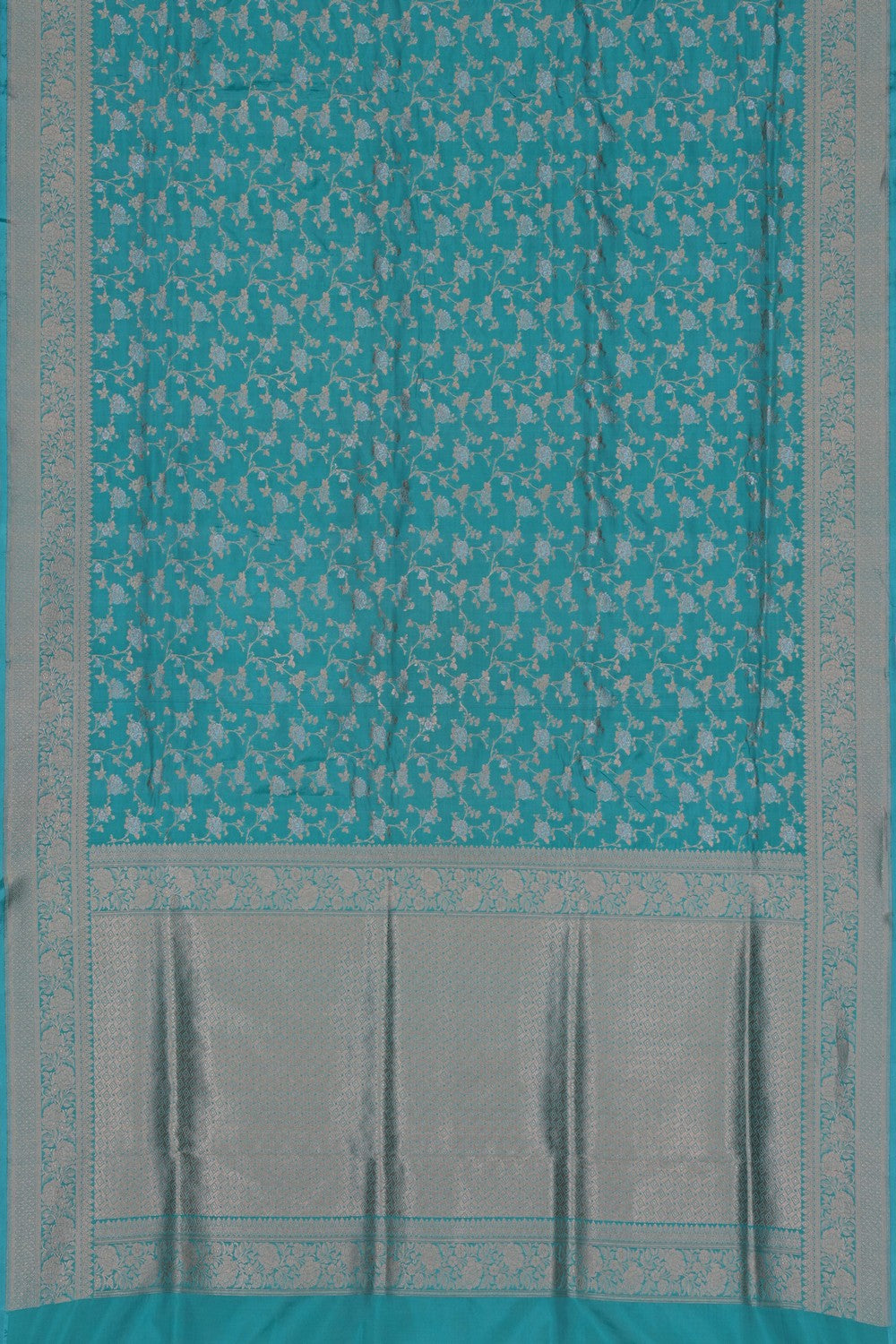 Image of Banarasi Brocade Silk Turquoise Blue Saree
