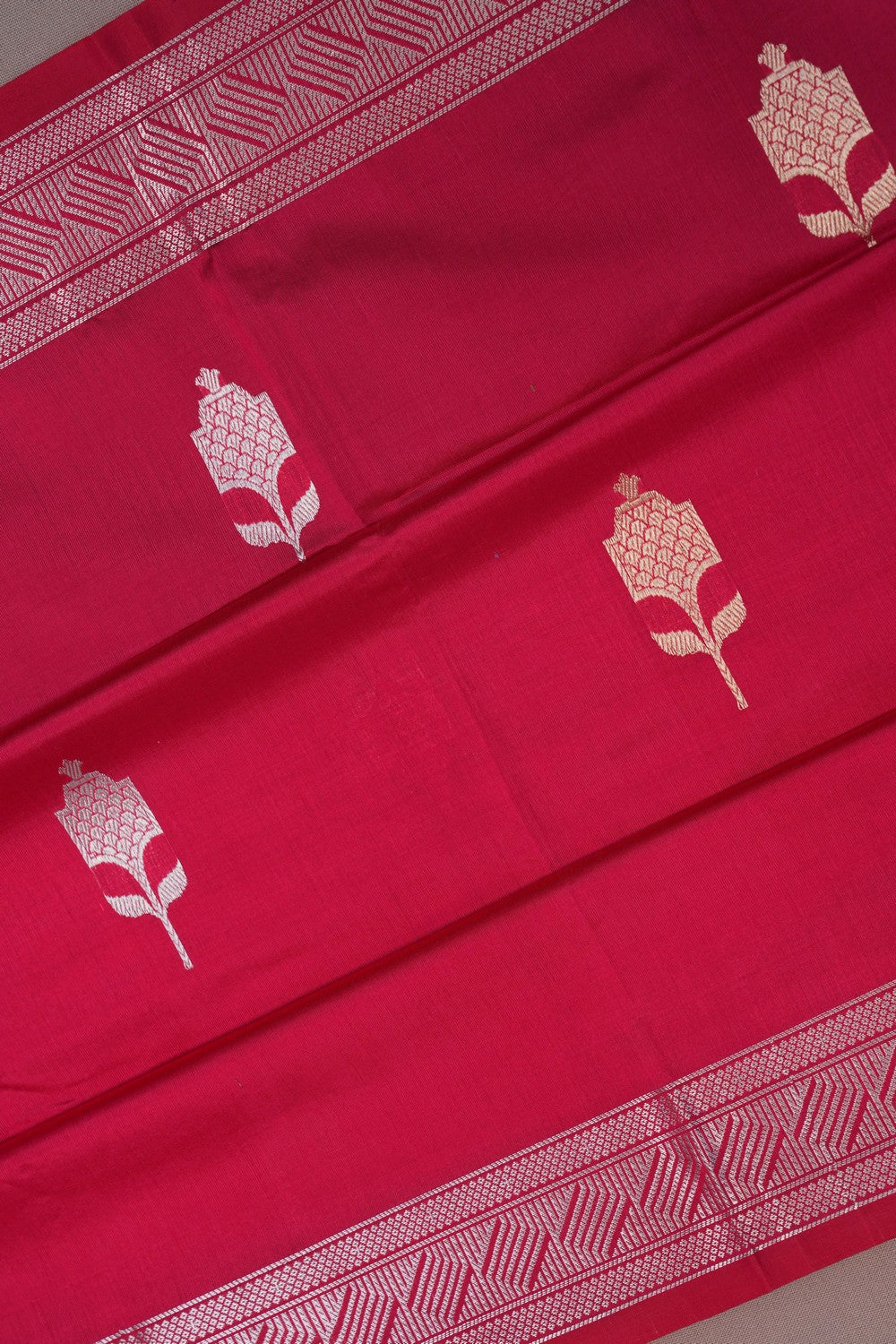 Image of Banarasi Silk Red Saree