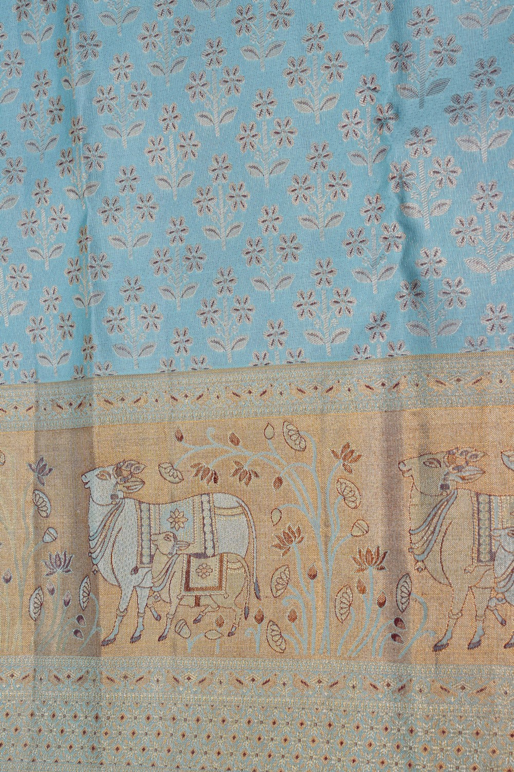 Image of Kanchipattu Tissue Brocade Blue Saree