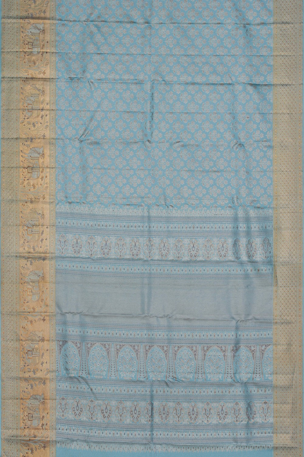 Image of Kanchipattu Tissue Brocade Blue Saree