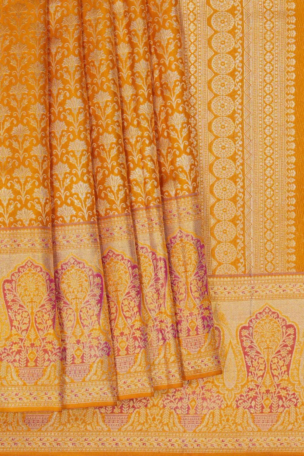 Image of Kanchipattu Tissue Brocade Mustard Saree