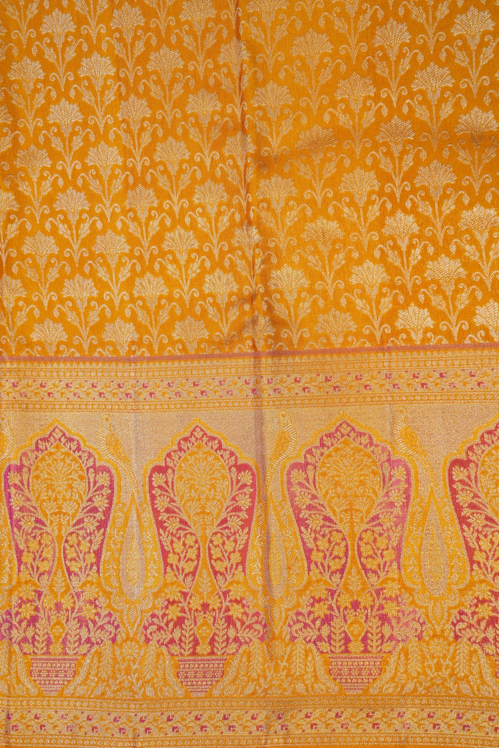 Image of Kanchipattu Tissue Brocade Mustard Saree