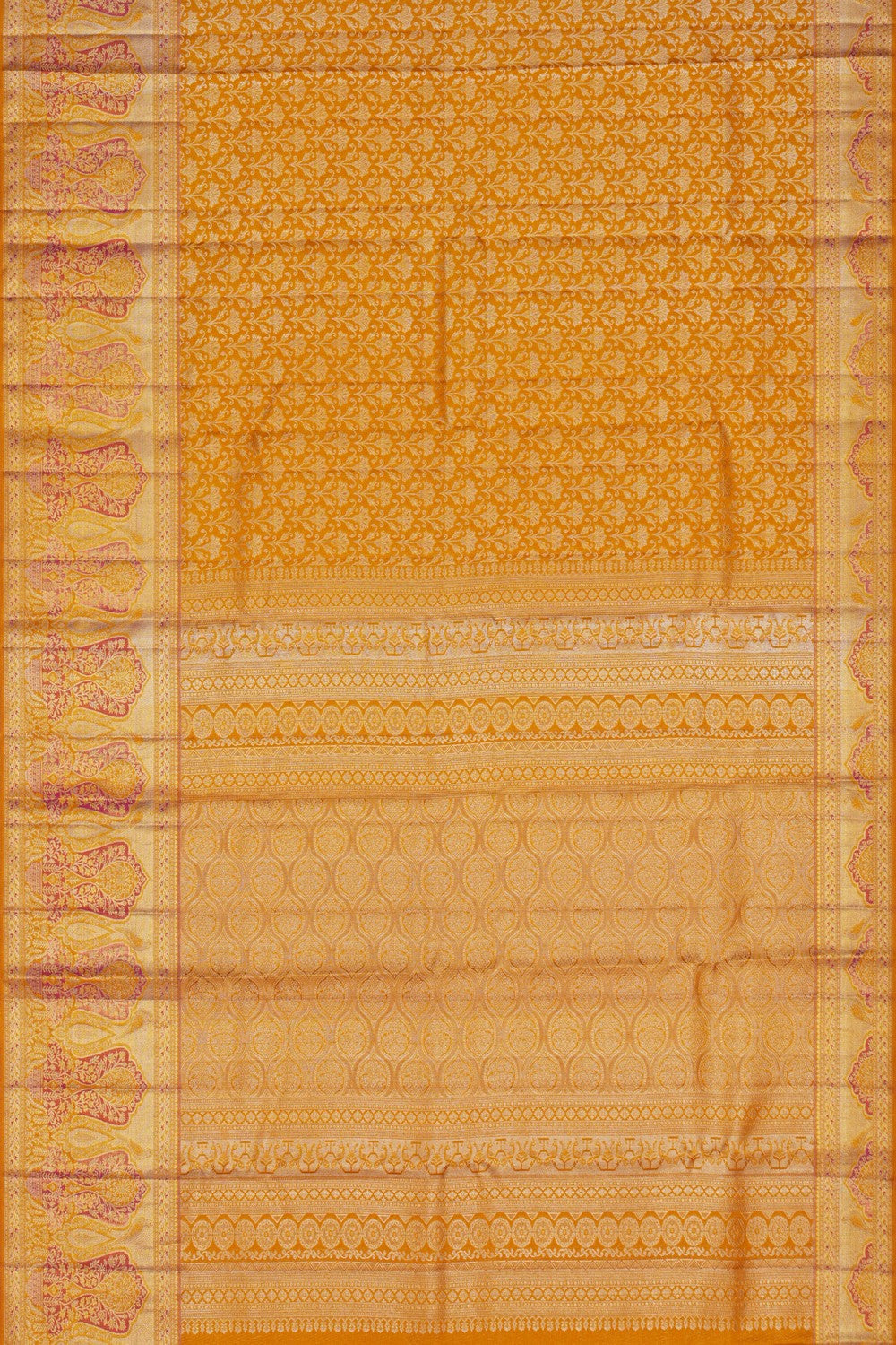 Image of Kanchipattu Tissue Brocade Mustard Saree
