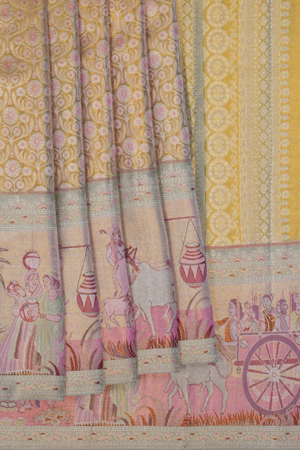 Image of Kanchipattu Tissue Brocade Gold Saree