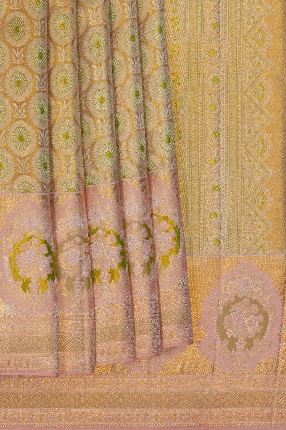 Image of Kanchipattu Tissue Brocade Gold Saree