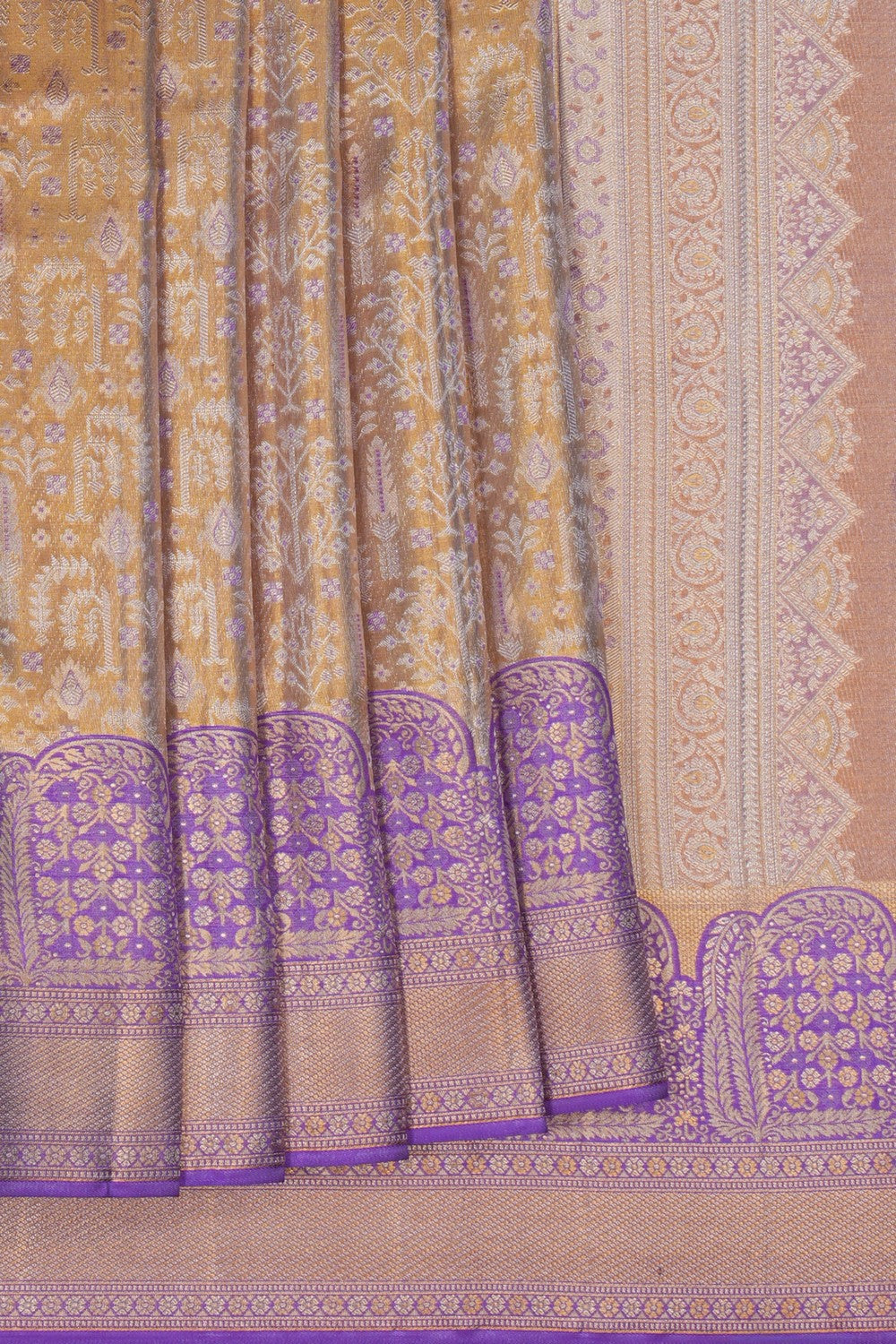 Image of Kanchipattu Tissue Brocade Gold Saree
