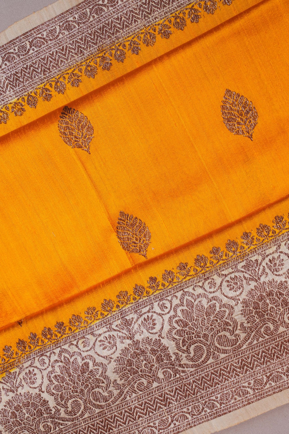 Image of Banarasi Dupion Silk Yellow Saree