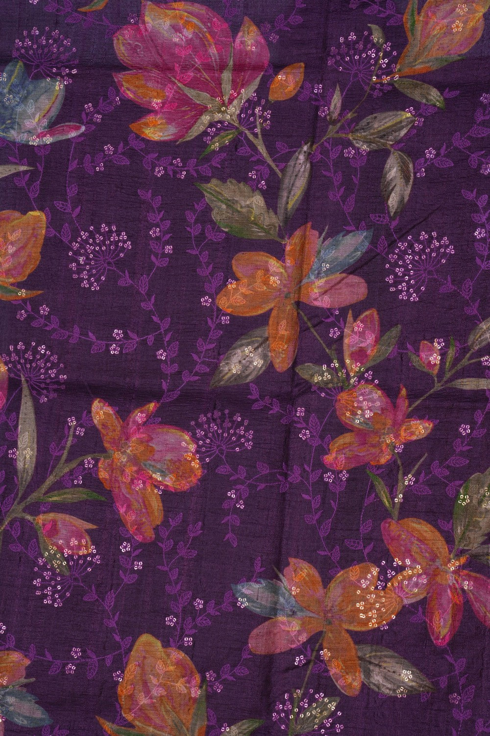 Image of Tussar Silk Embroidery Saree