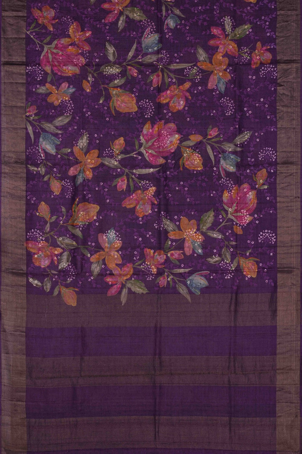 Image of Tussar Silk Embroidery Saree