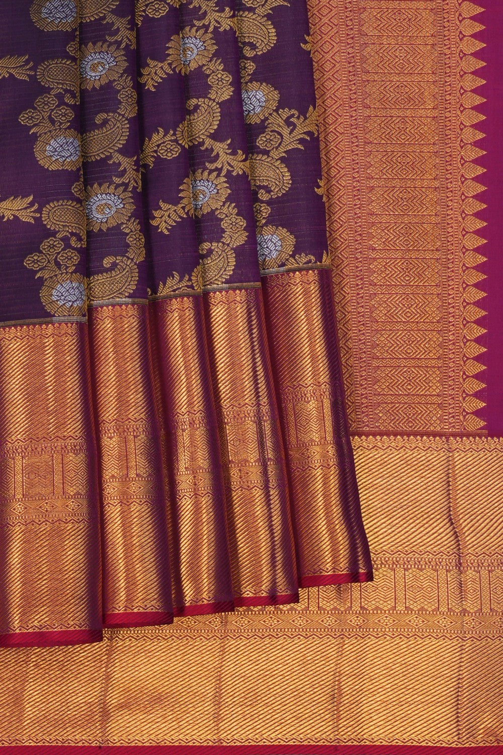 Image of Arani Silk Brocade Violet Saree