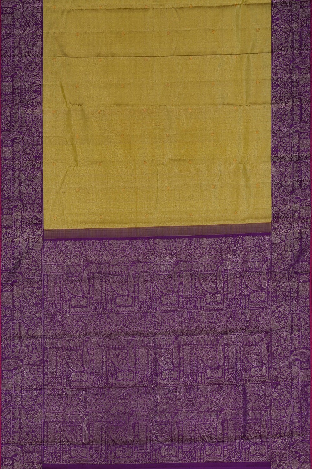 Image of Arani Shimmering Silk Lime-Green Saree