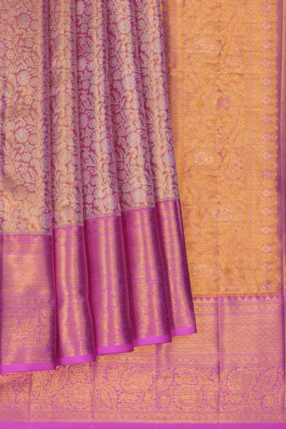 Image of Pink Tissue Brocade Kanchipattu Saree