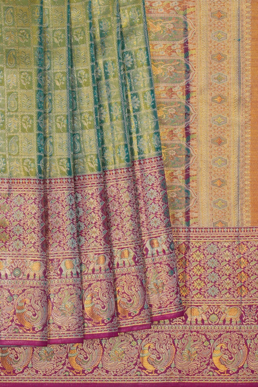 Image of Sea Green Brocade Kanchipattu Saree