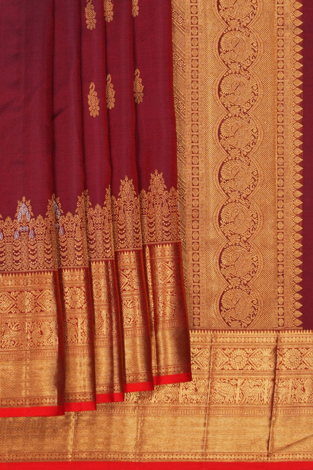 Image of Kanchipattu Maroon Saree