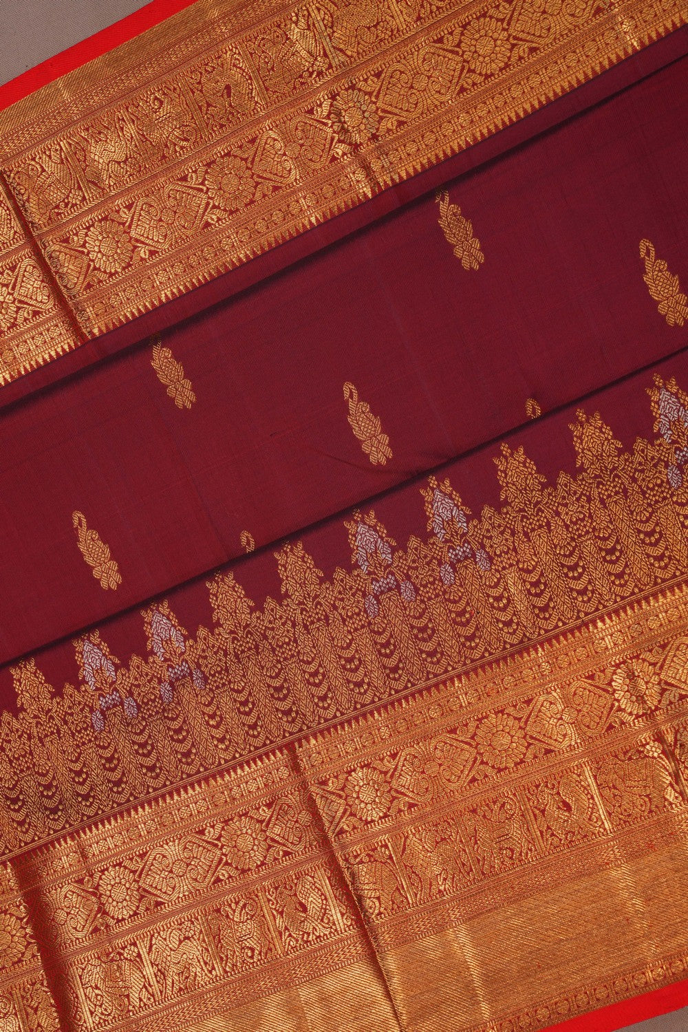 Image of Kanchipattu Maroon Saree