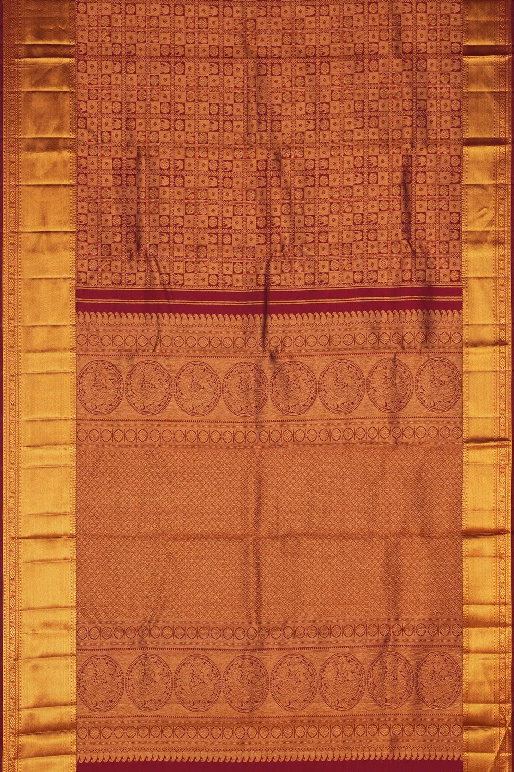 Image of Maroon Brocade Kanchipattu Saree