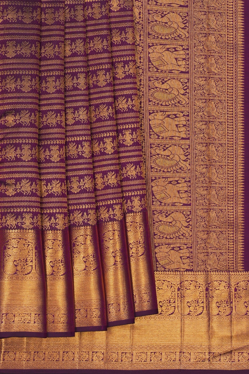 Image of Violet Brocade Kanchipattu Saree