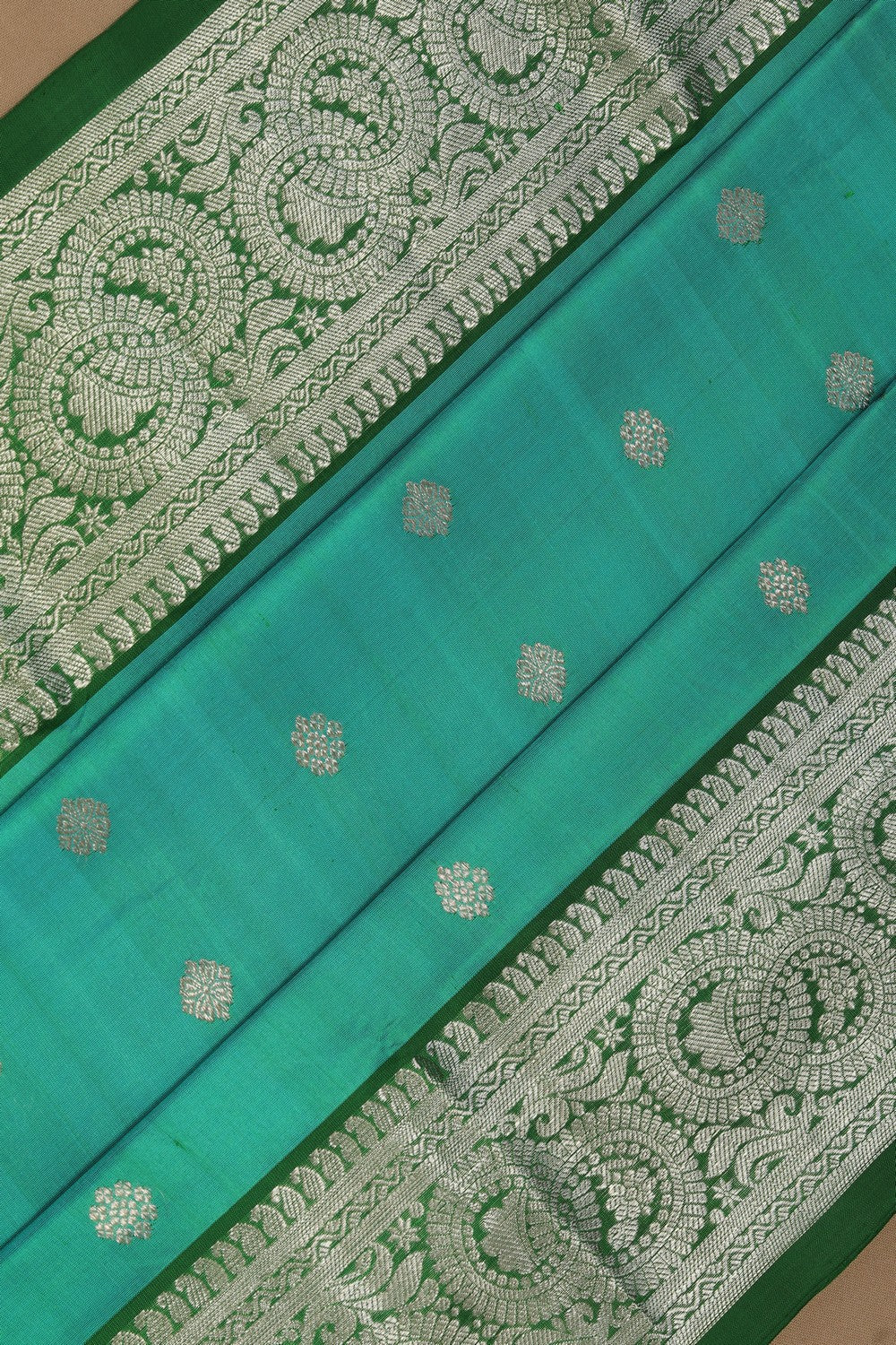 Image of Venkatagiri Silk Teal Blue Saree