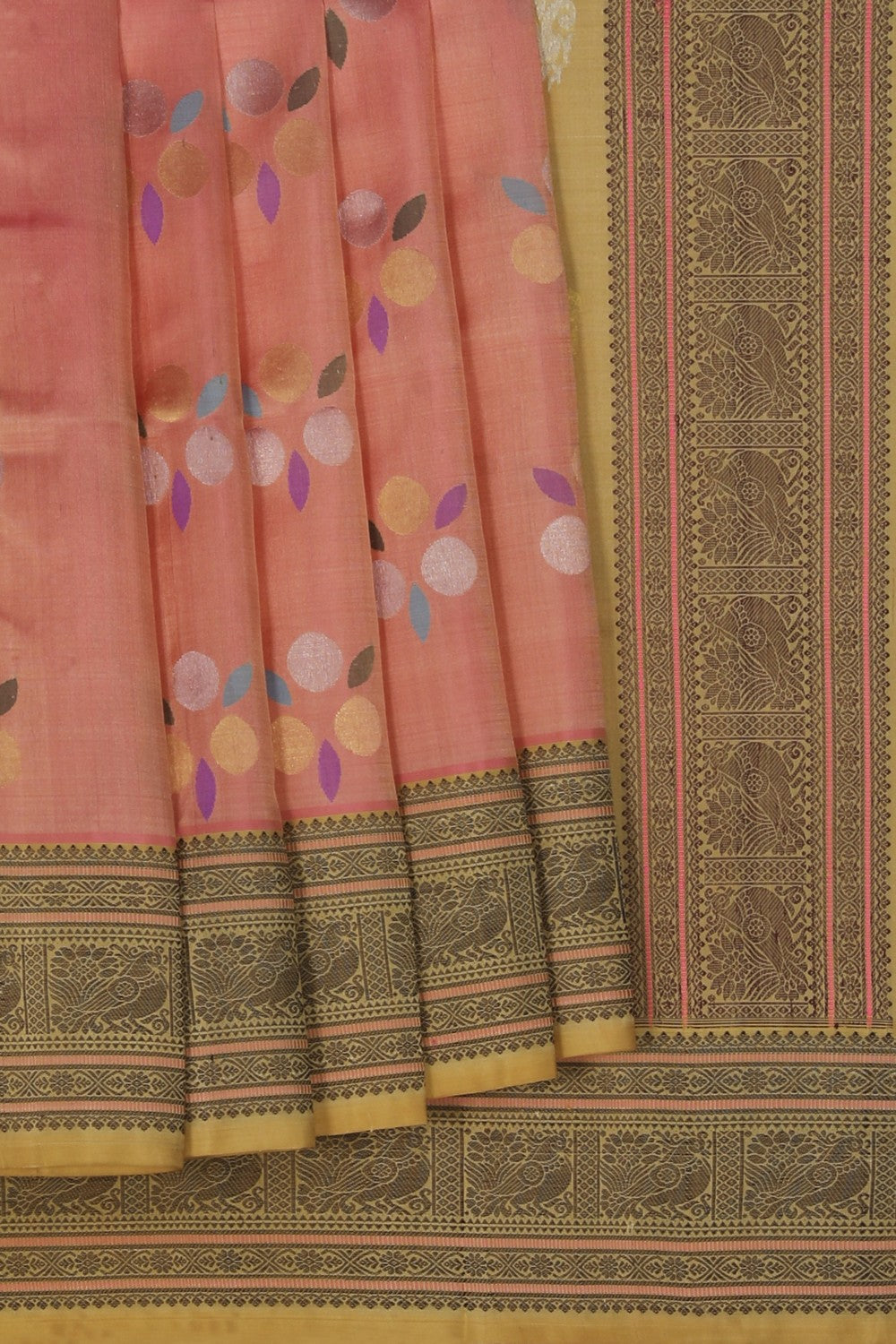 Image of Venkatagiri Silk Peach Saree