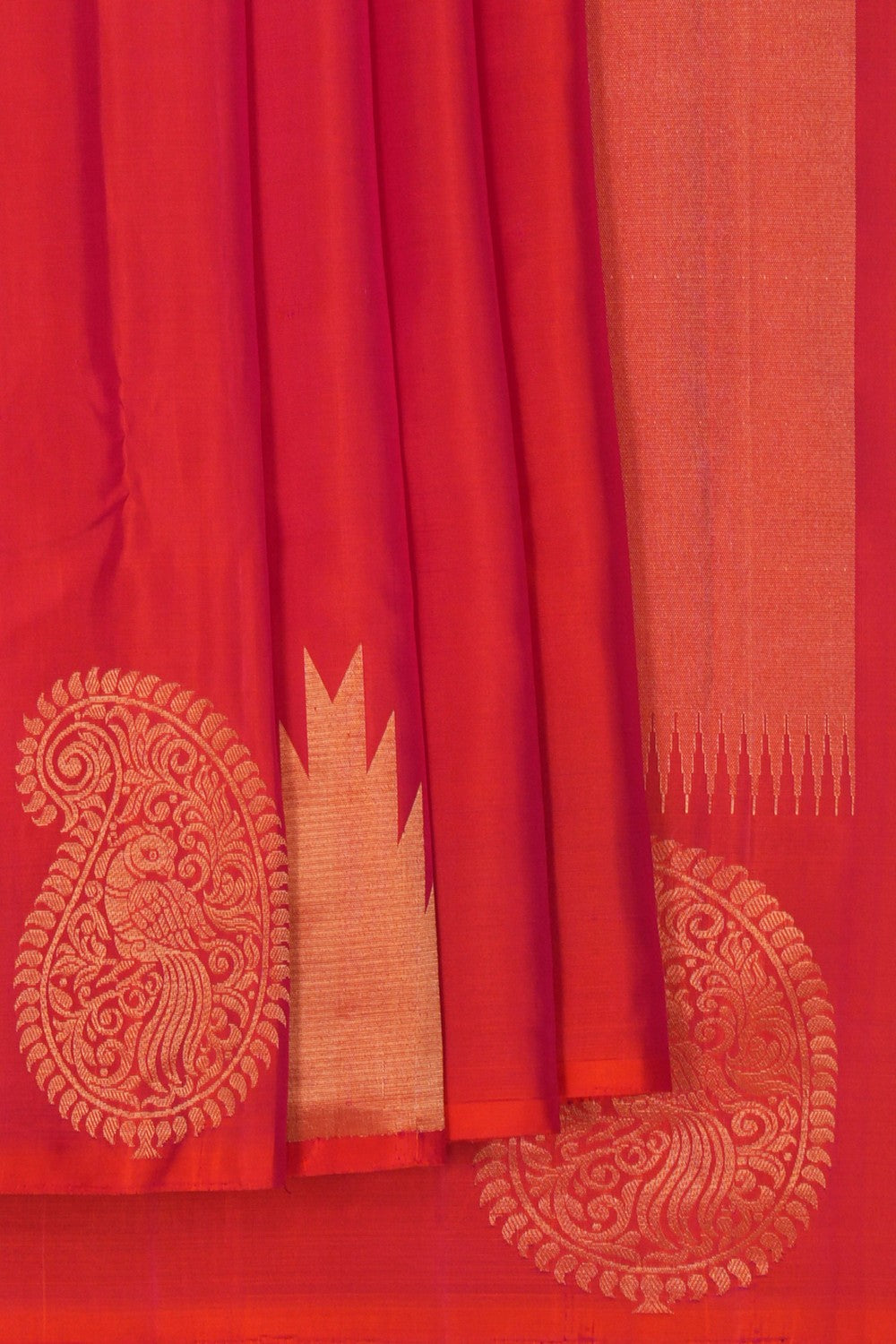 Image of South Silk Coral-Peach Saree