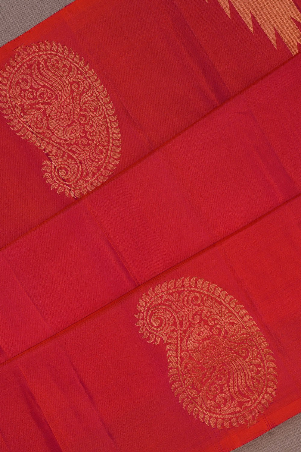 Image of South Silk Coral-Peach Saree
