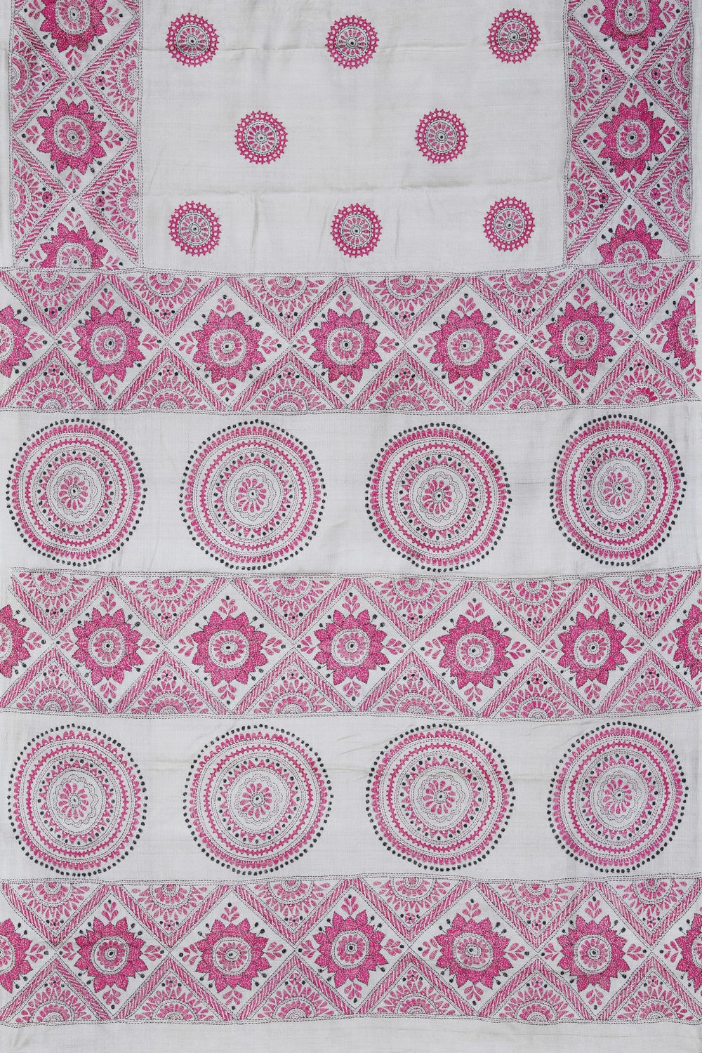 Image of Tussar Silk Kantha Embroidery Saree