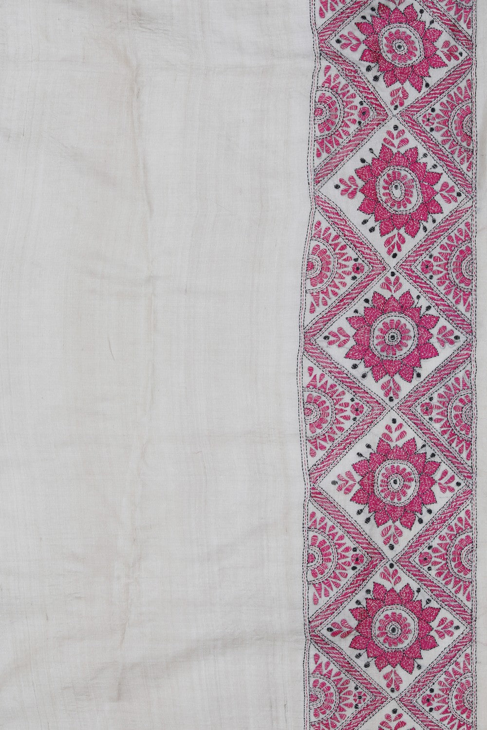 Image of Tussar Silk Kantha Embroidery Saree