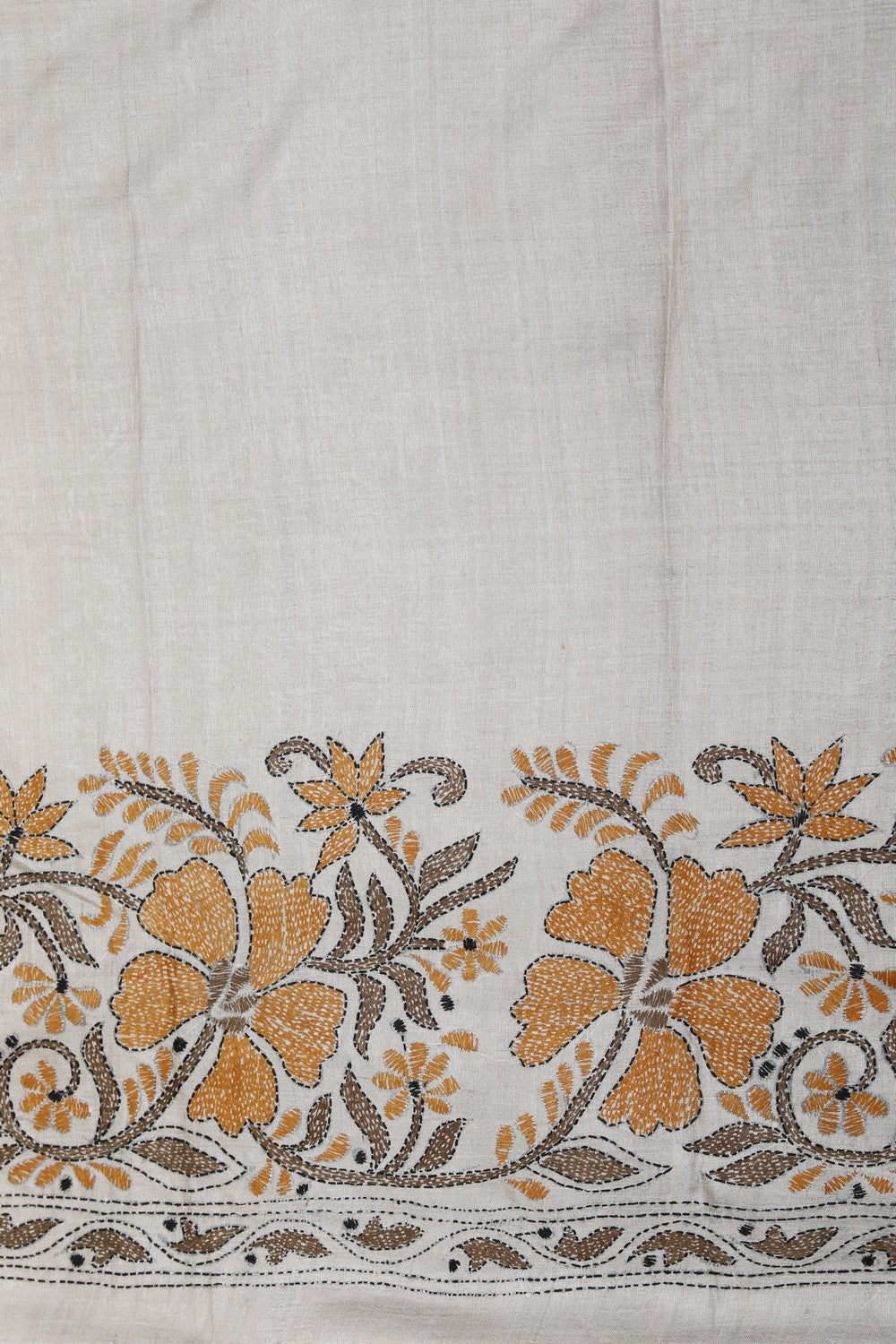 Image of Tussar Silk Kantha Embroidery Saree