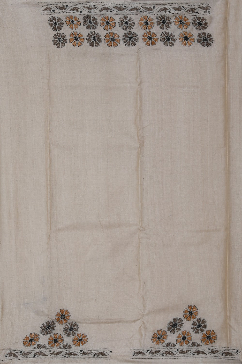 Image of Tussar Silk Kantha Embroidery Saree