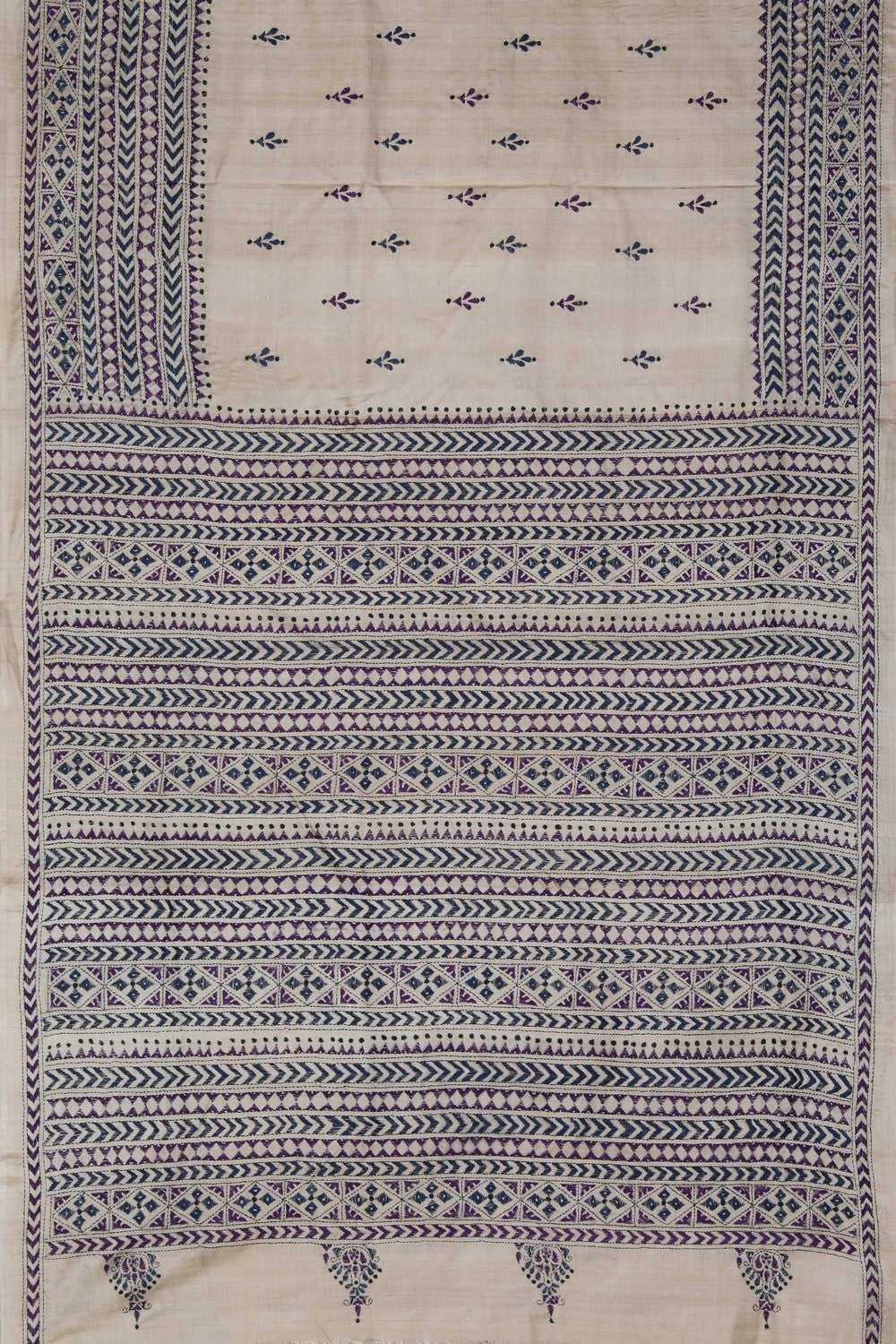 Image of Tussar Silk Kantha Embroidery Saree