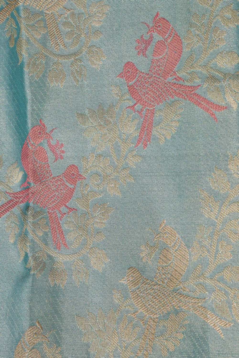 Image of Sea Blue Tissue Brocade Kanchipattu Saree