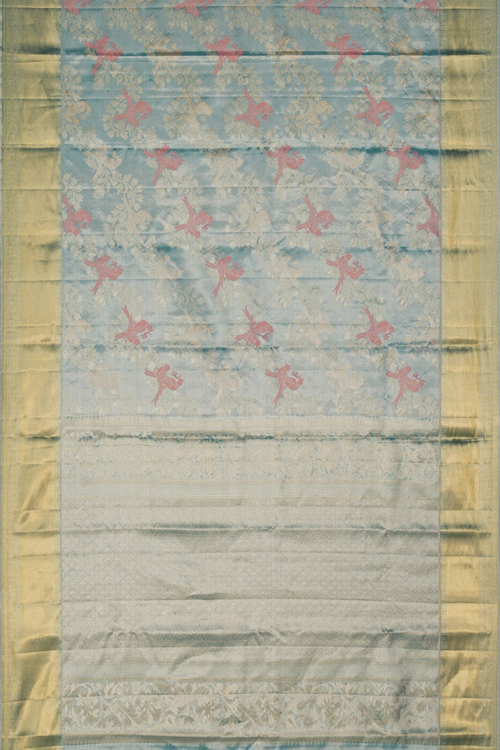 Image of Sea Blue Tissue Brocade Kanchipattu Saree