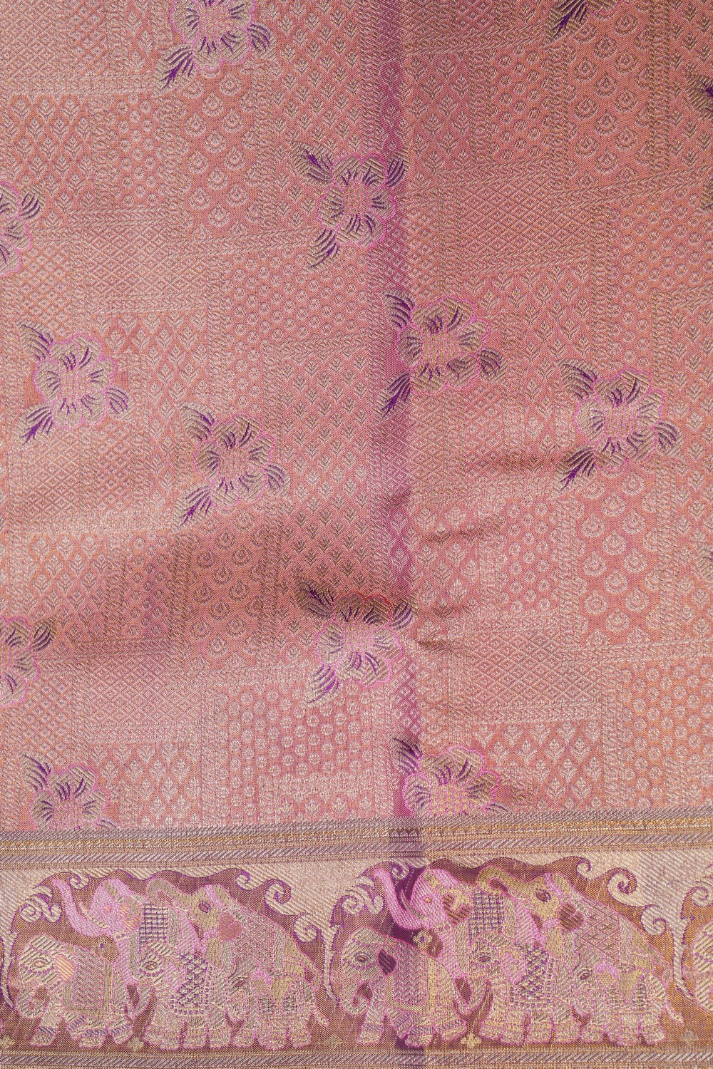 Image of Pink Tissue Brocade Kanchipattu Saree