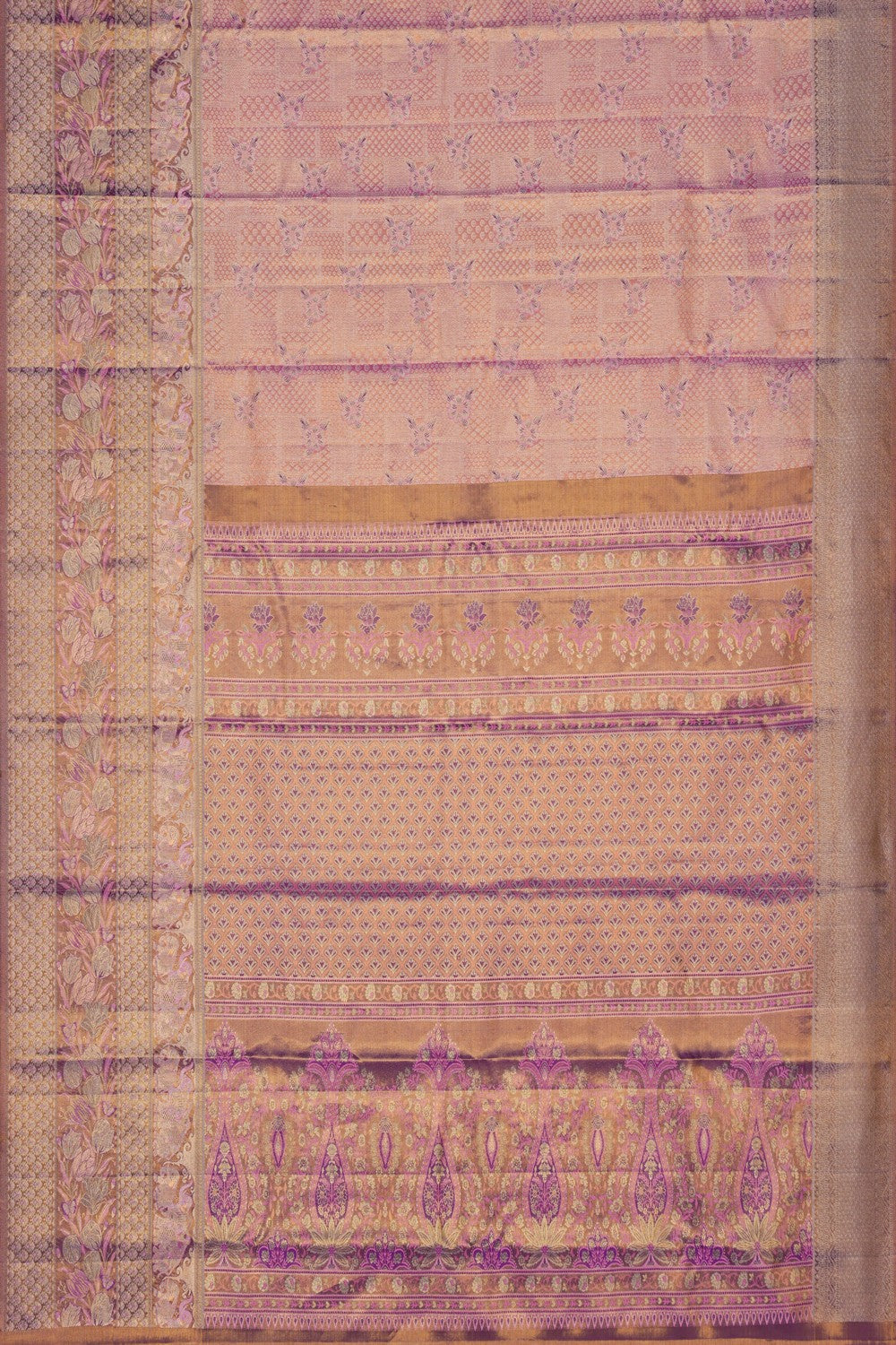 Image of Pink Tissue Brocade Kanchipattu Saree