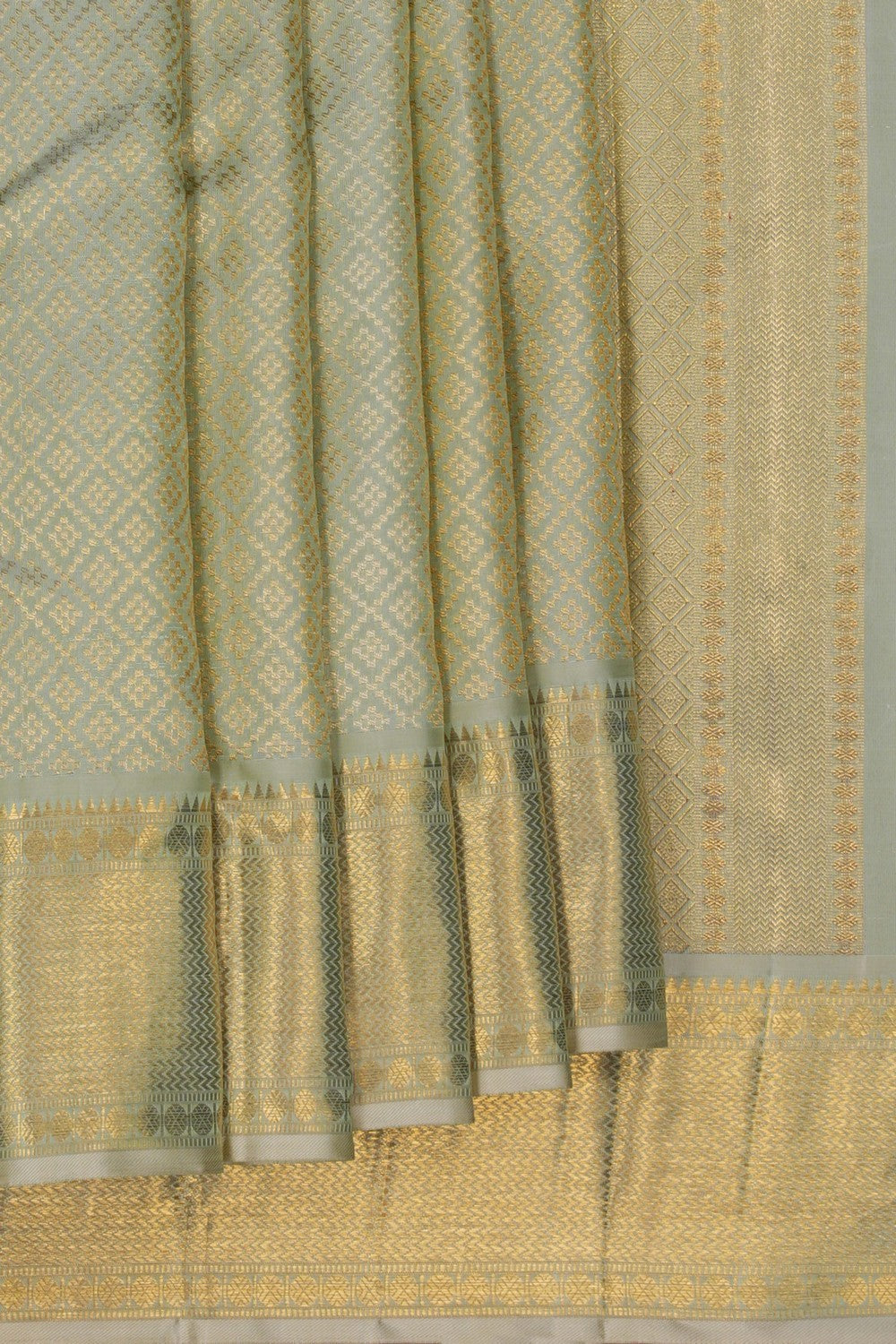 Image of Kanchipuram Brocade Silk Sage Green Saree