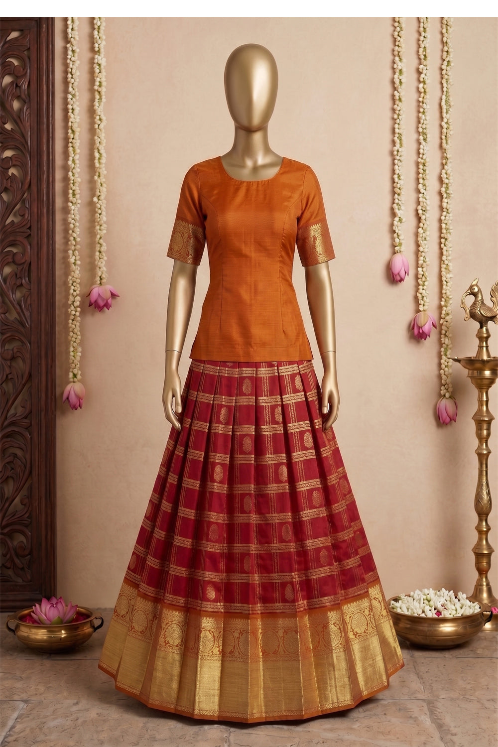 Image of Kanchipattu Pavada Unstitched Set