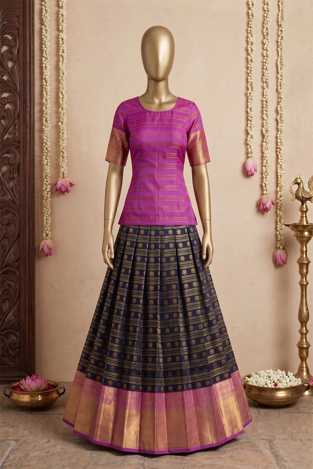 Image of Kanchipattu Pavada Unstitched Set