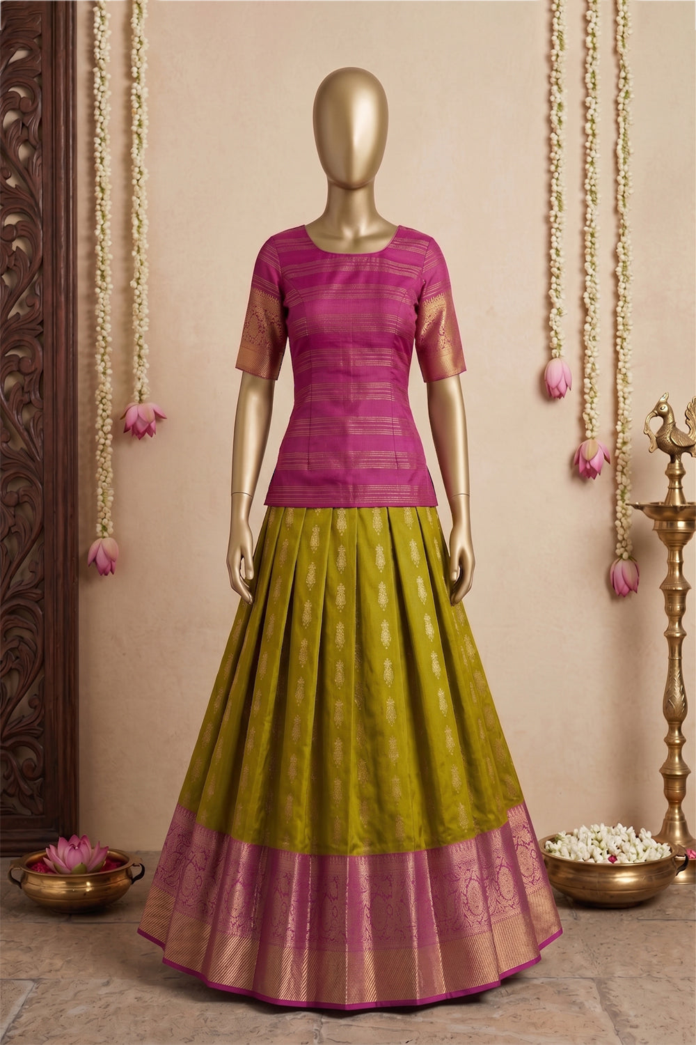 Image of Kanchipattu Pavada Unstitched Set