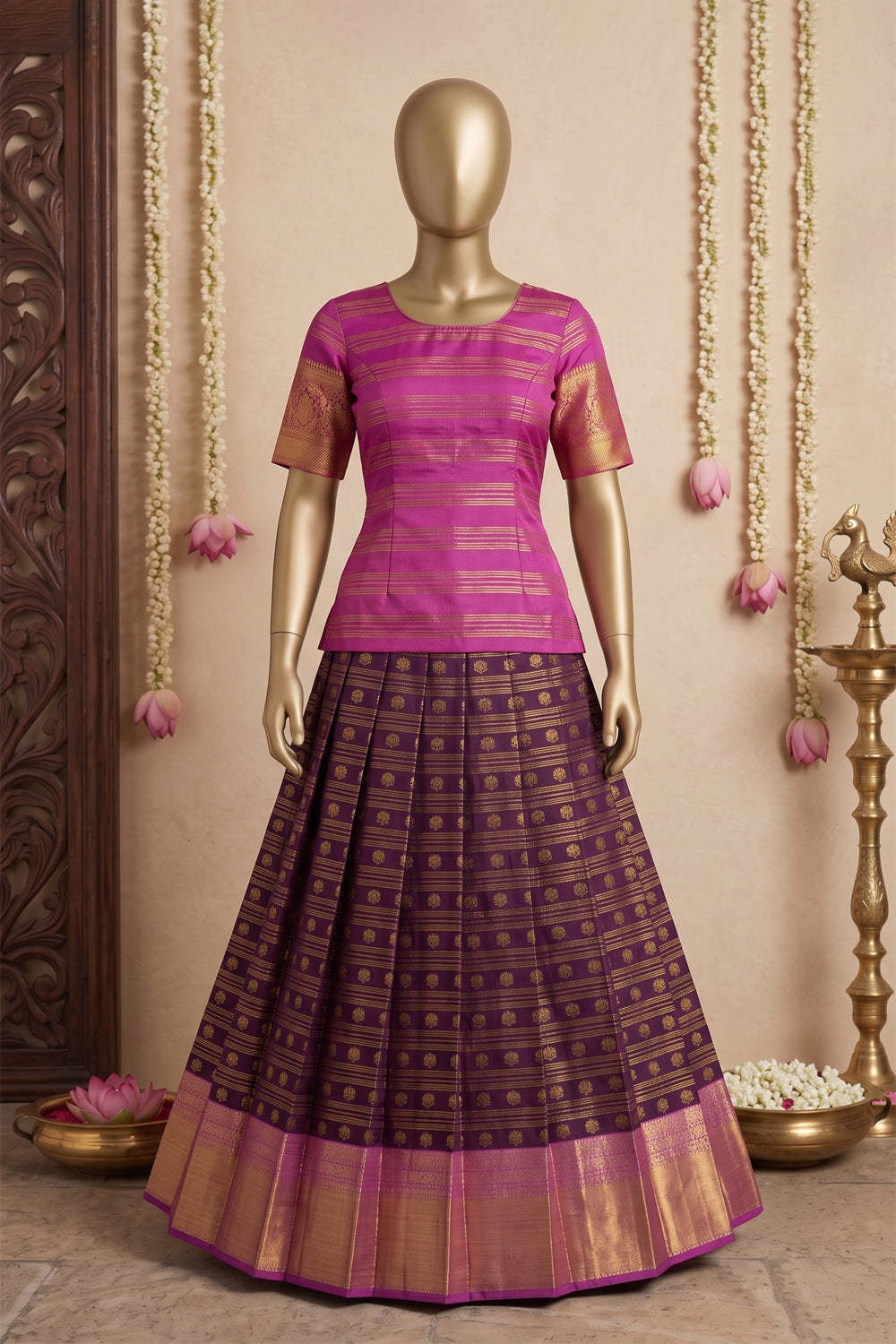 Image of Kanchipattu Pavada Unstitched Set