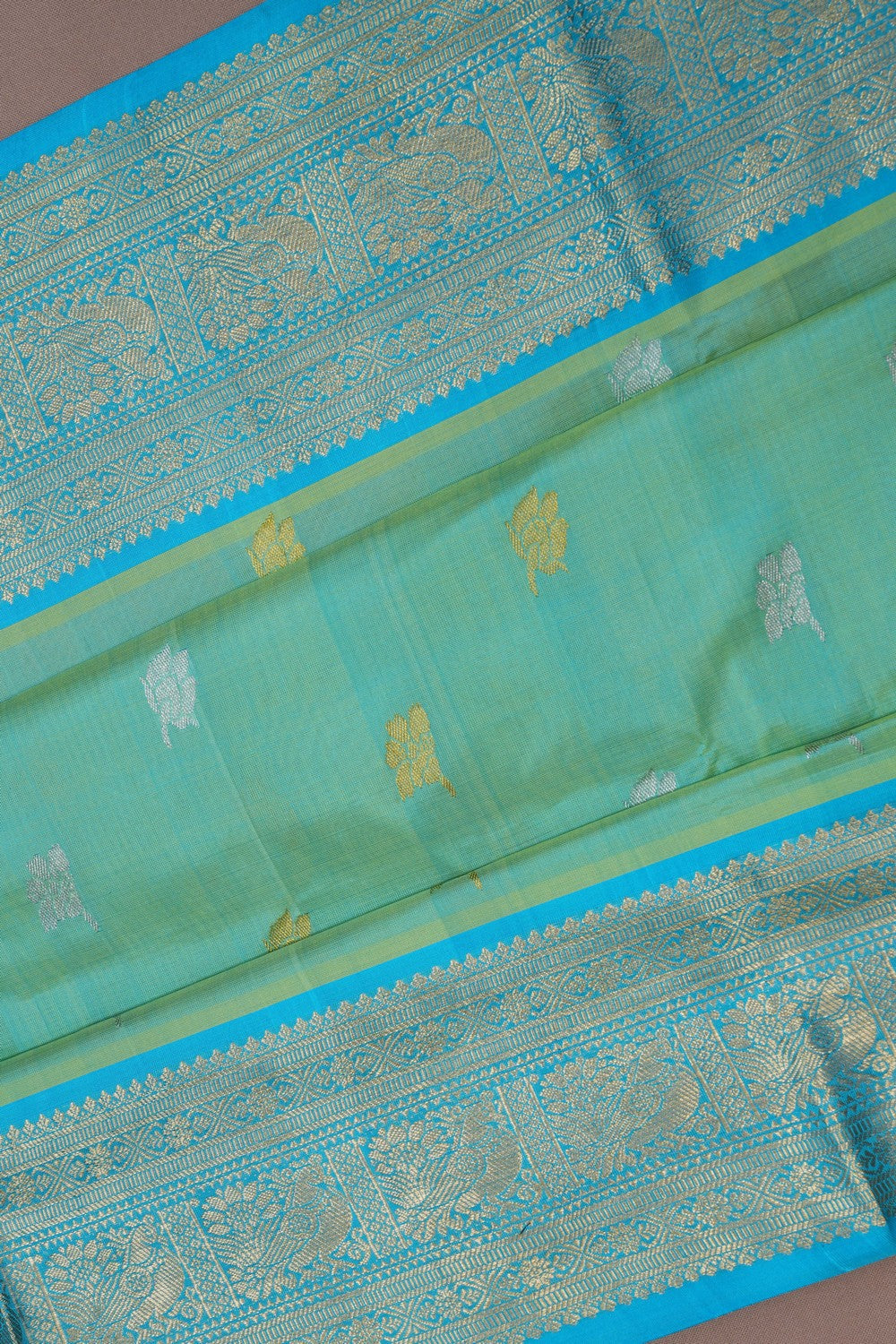 Image of Venkatagiri Sea-Green Saree
