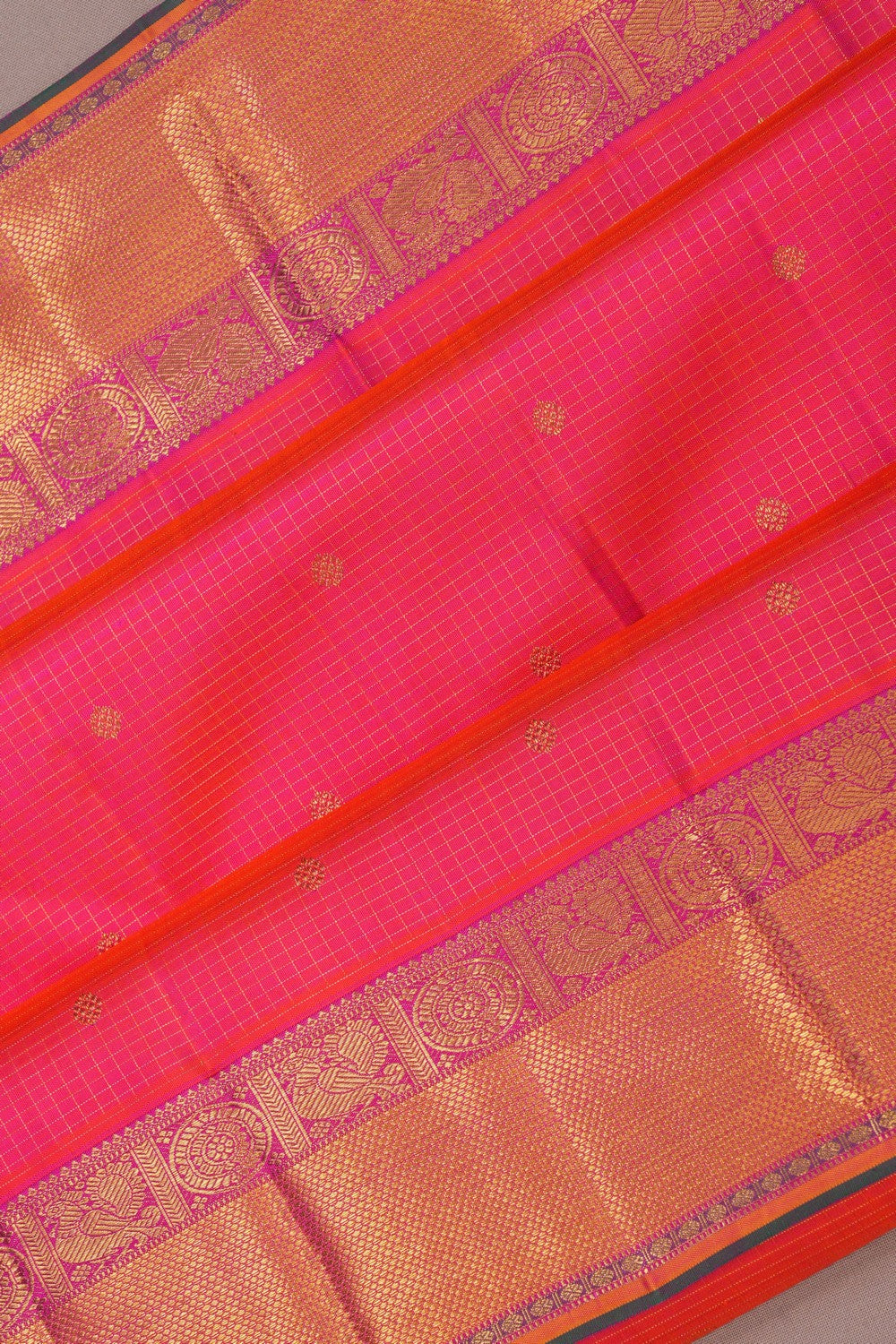 Image of Kanchipuram Silk Fuchsia-Pink Saree