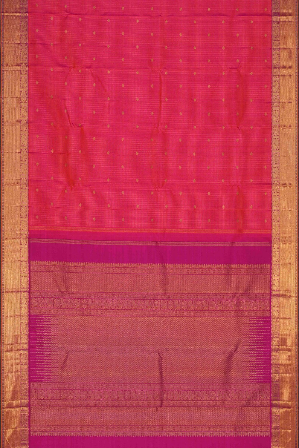 Image of Kanchipuram Silk Fuchsia-Pink Saree
