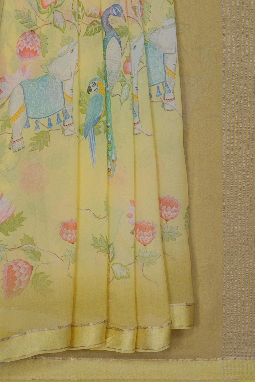 Image of Banarasi Chiffon Yellow Saree