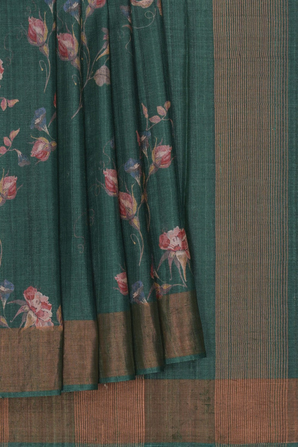 Image of Tussar Silk Floral Printed Saree