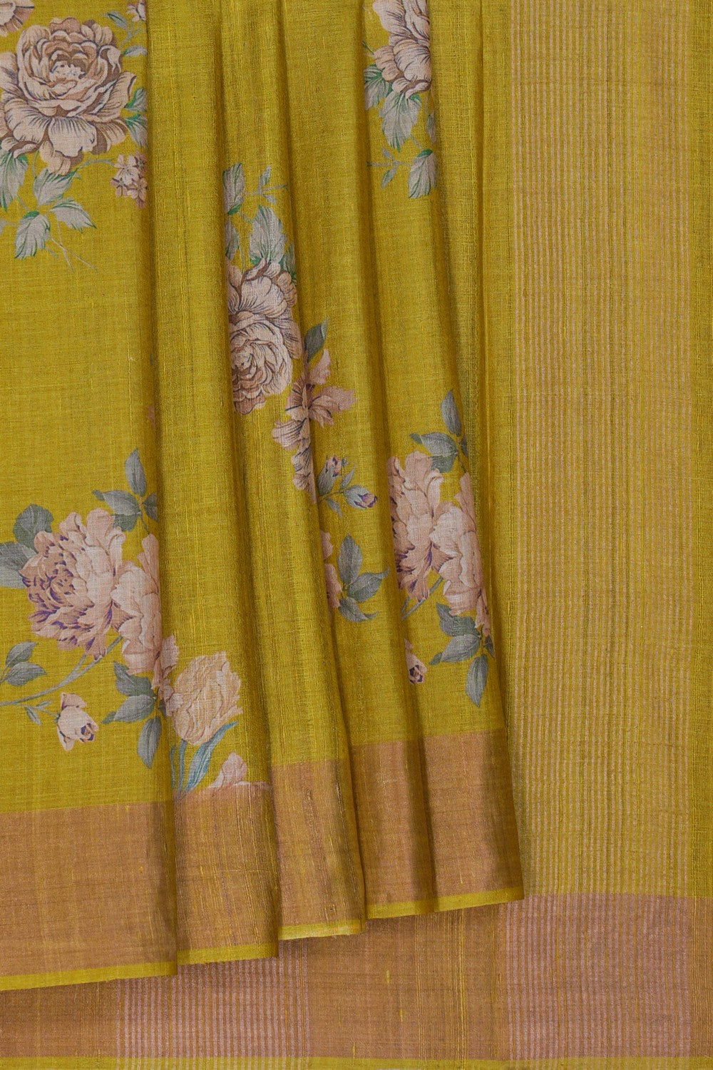 Image of Tussar Silk Floral Printed Saree