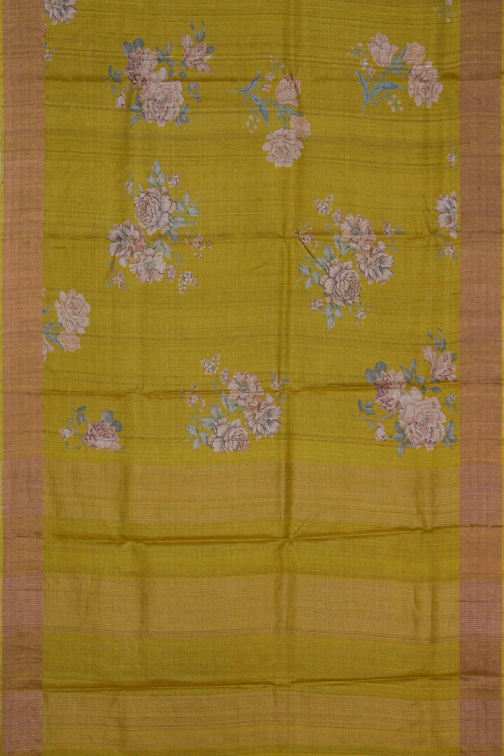 Image of Tussar Silk Floral Printed Saree