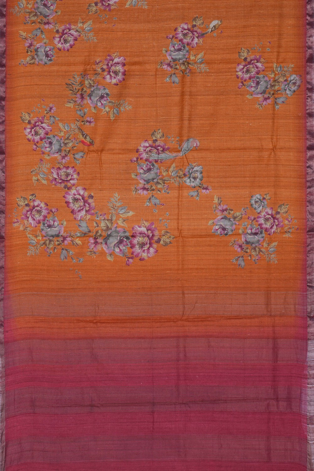 Image of Tussar Silk Floral Printed Saree
