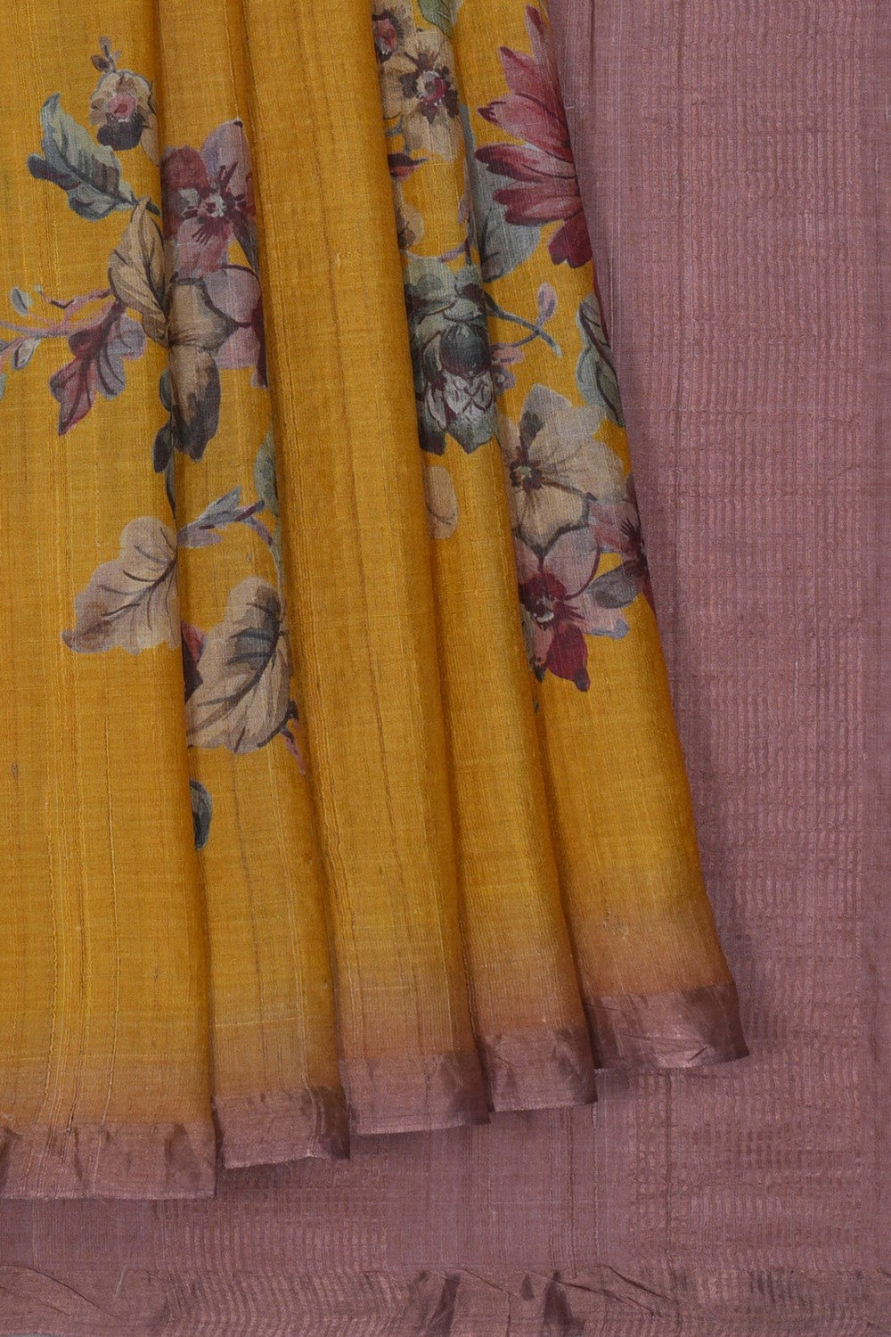 Image of Tussar Silk Floral Printed Saree